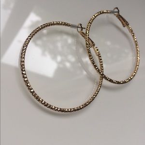 Brand New “Hammered” Detail Gold Hoops